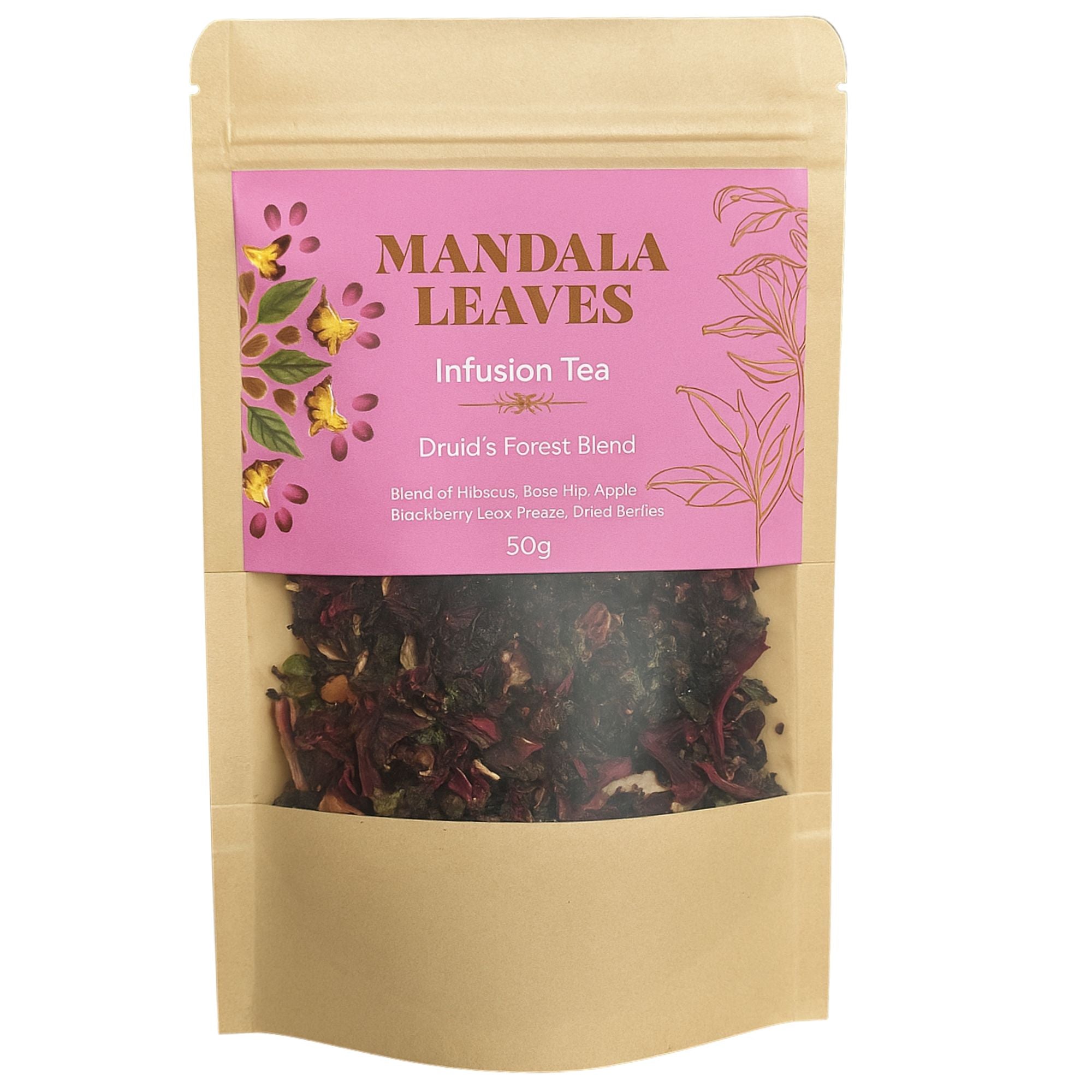 Forêt du Druide 50g – Infusion Fruits des Bois Mûre Cerise Framboise Fraise | Sachet Artisanal