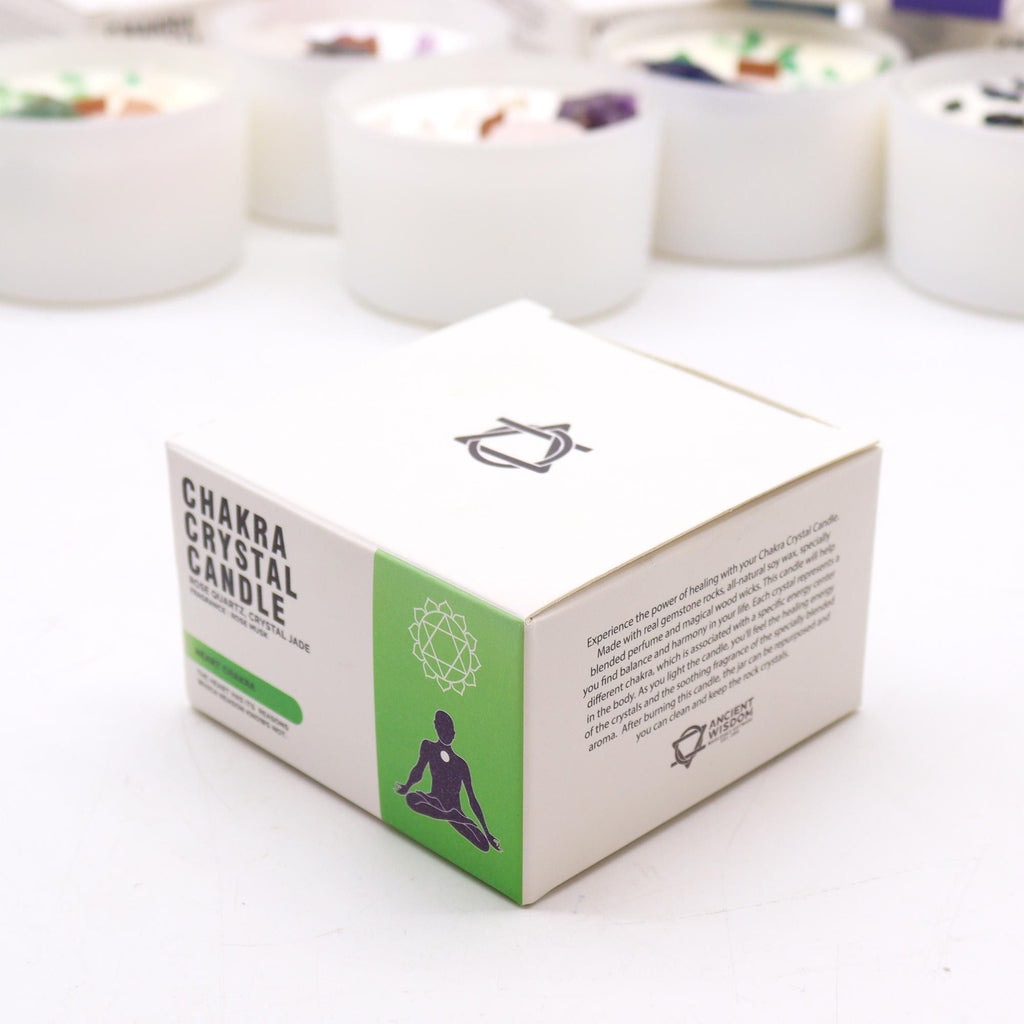 Bougie Cristal Chakra du Cœur – Quartz Rose & Jade