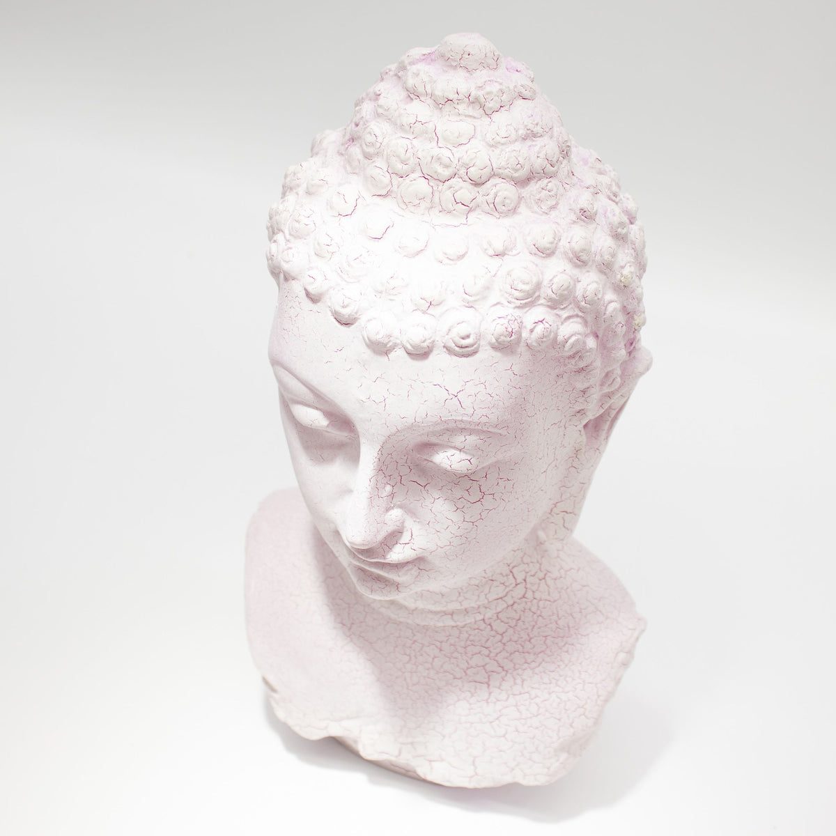 * Lampe buste de Bouddha – Finition cerise craquelée et socle ovale
