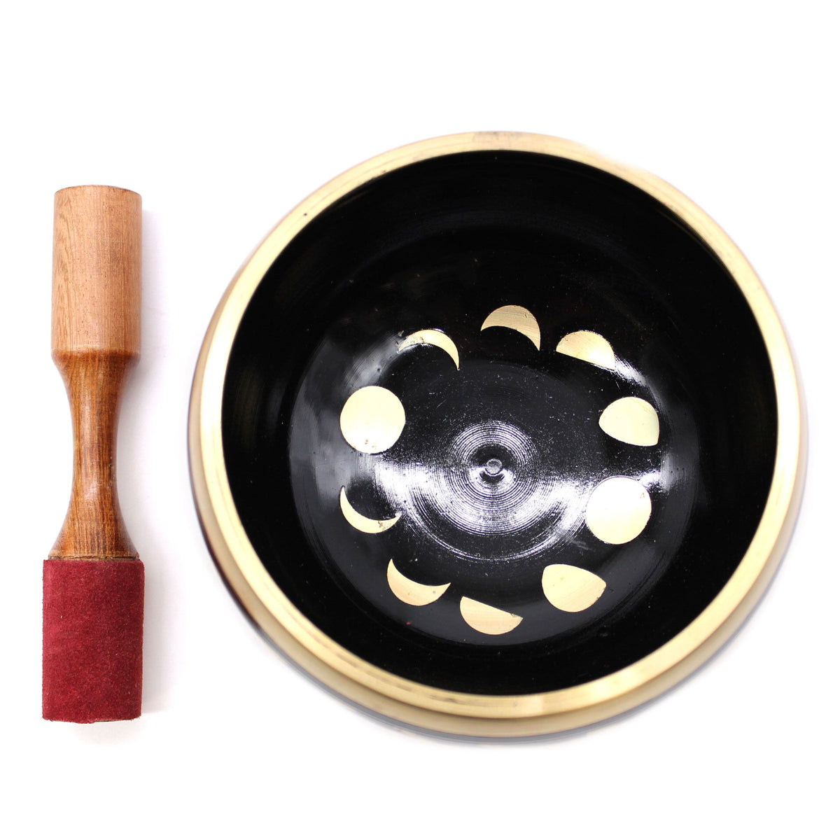 * Grand coffret de bol chantant noir aux phases lunaires, 14 cm