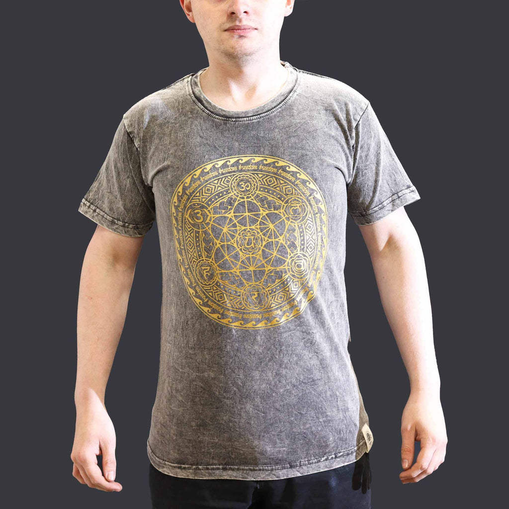 * T-Shirt en Coton Délavé Nomad Sari – Chakra – Gris Foncé – S