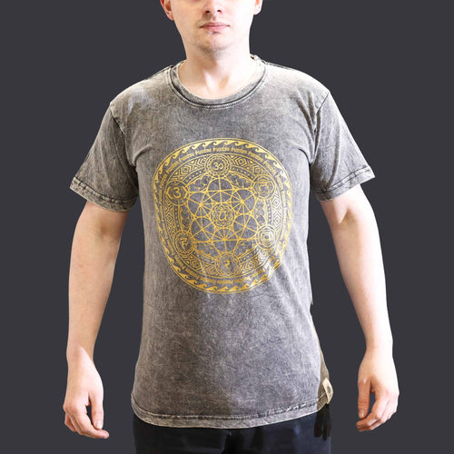 * T-Shirt en Coton Délavé Nomad Sari – Chakra – Gris Foncé – S
