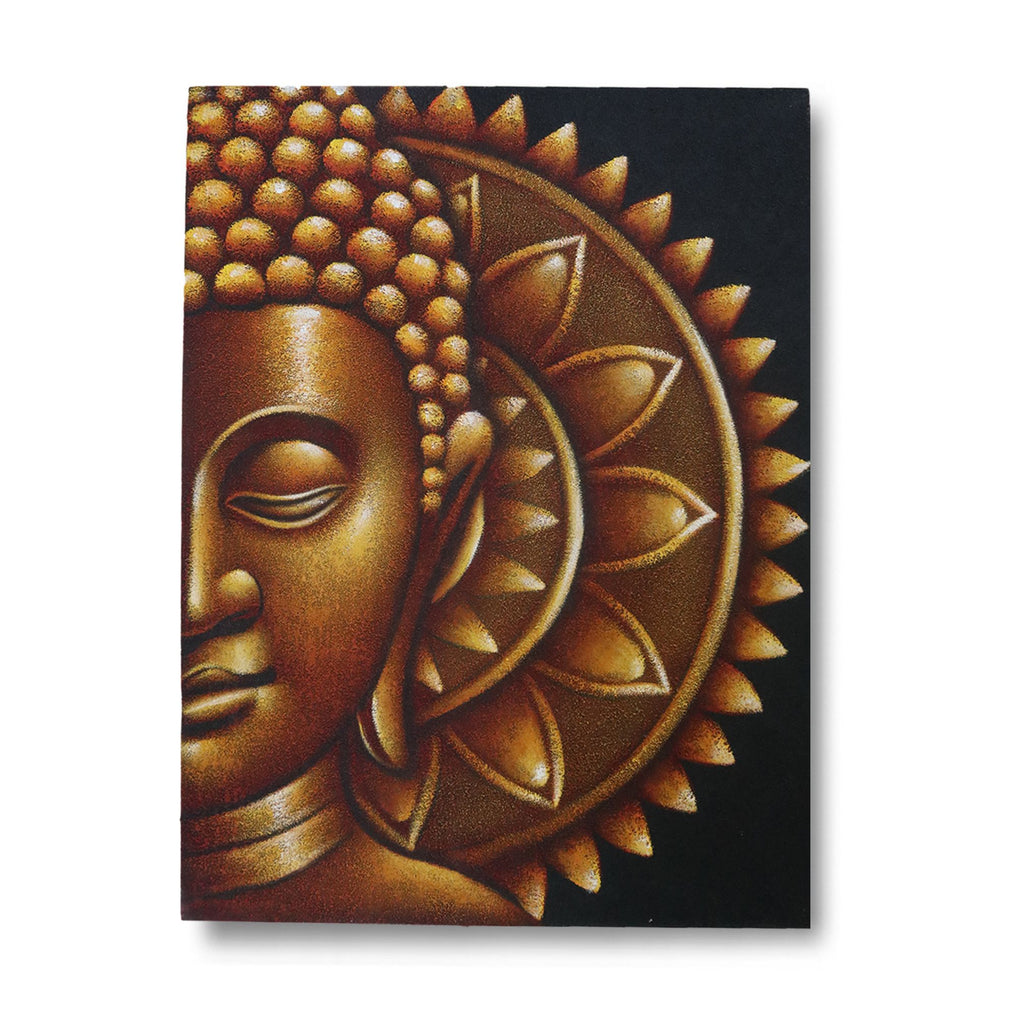 * Tableau demi-visage de Bouddha doré et mandala, 60 × 80 cm