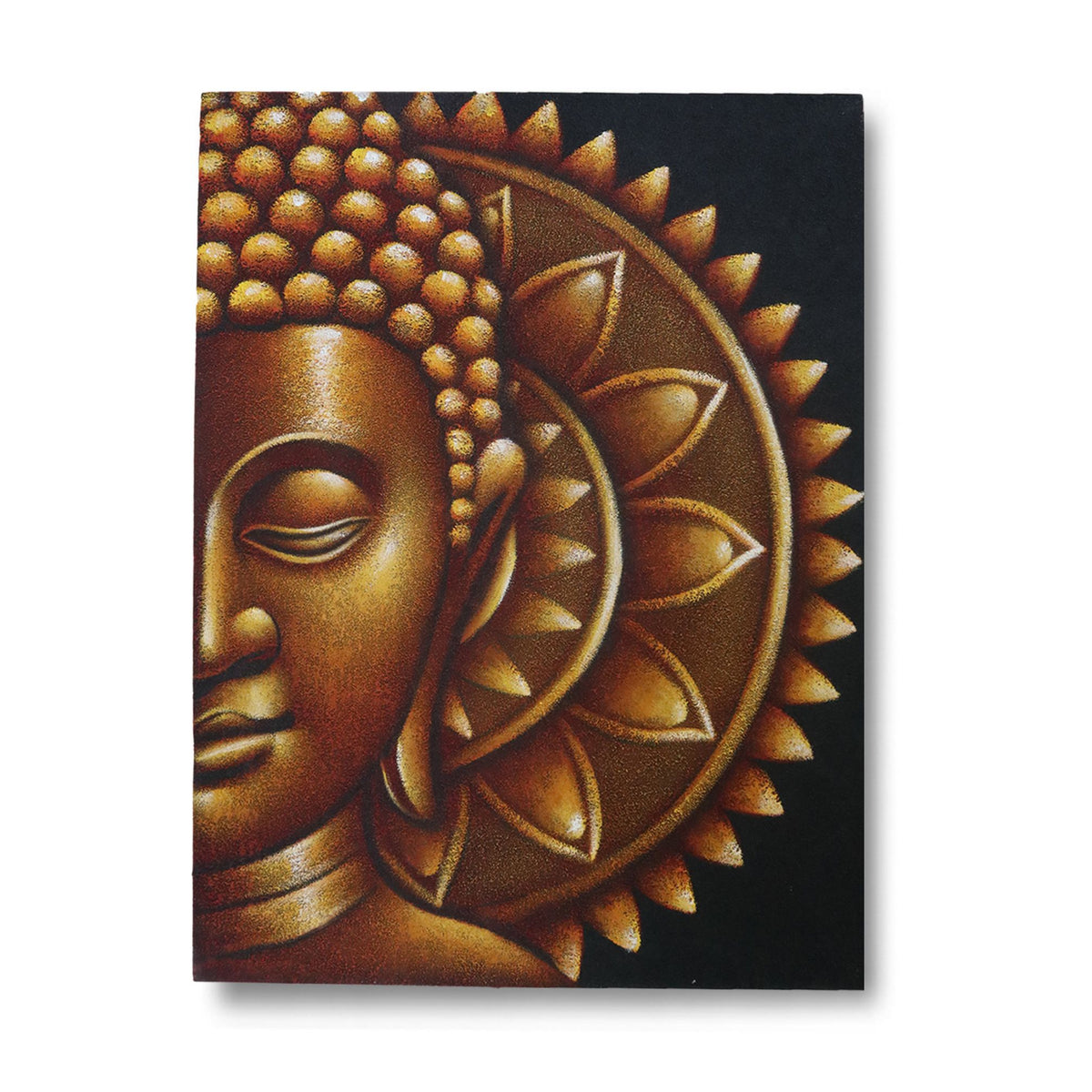 * Tableau demi-visage de Bouddha doré et mandala, 60 × 80 cm