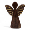 * Grand ange en bois de manguier 19 cm – Décor doré