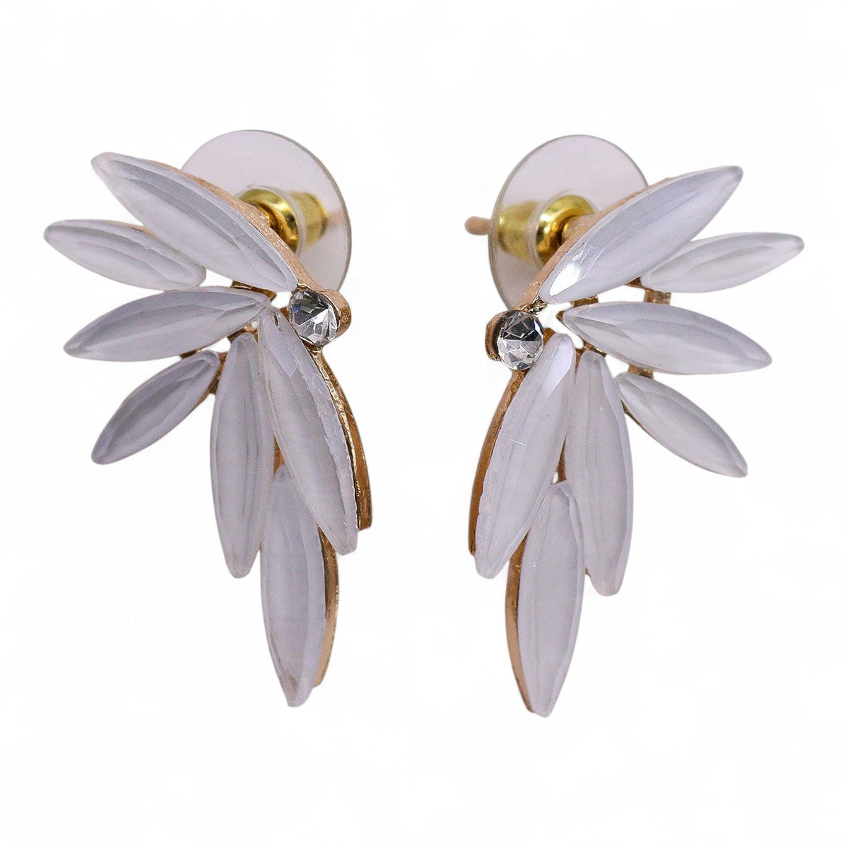 * Boucles d’oreilles fées en verre vintage – Teinte perle