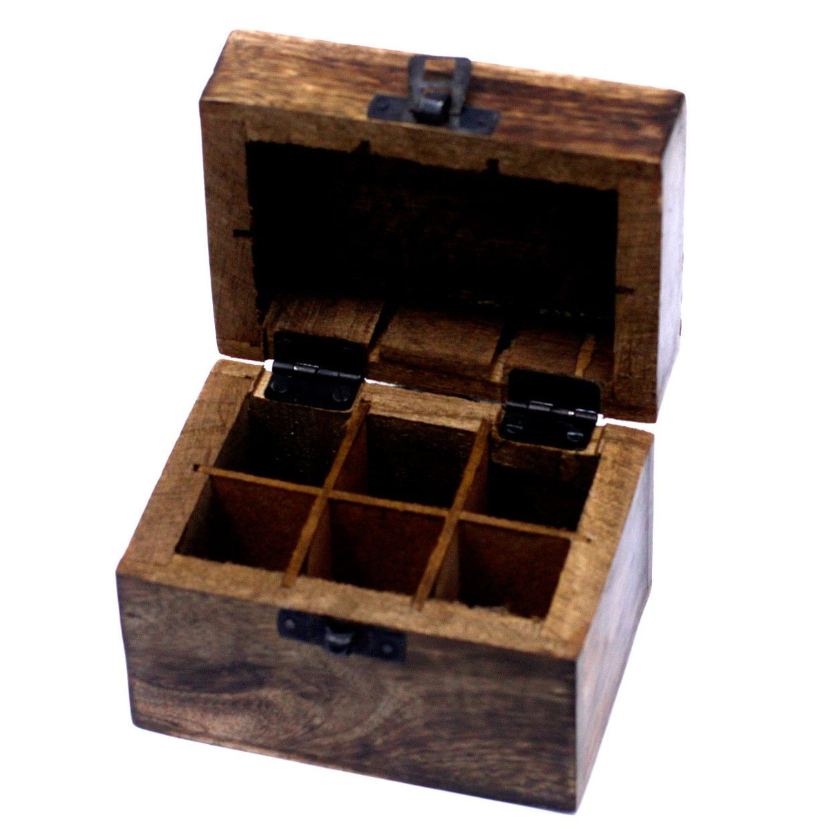 * Coffret d’aromathérapie en bois de manguier – AW – 6 flacons