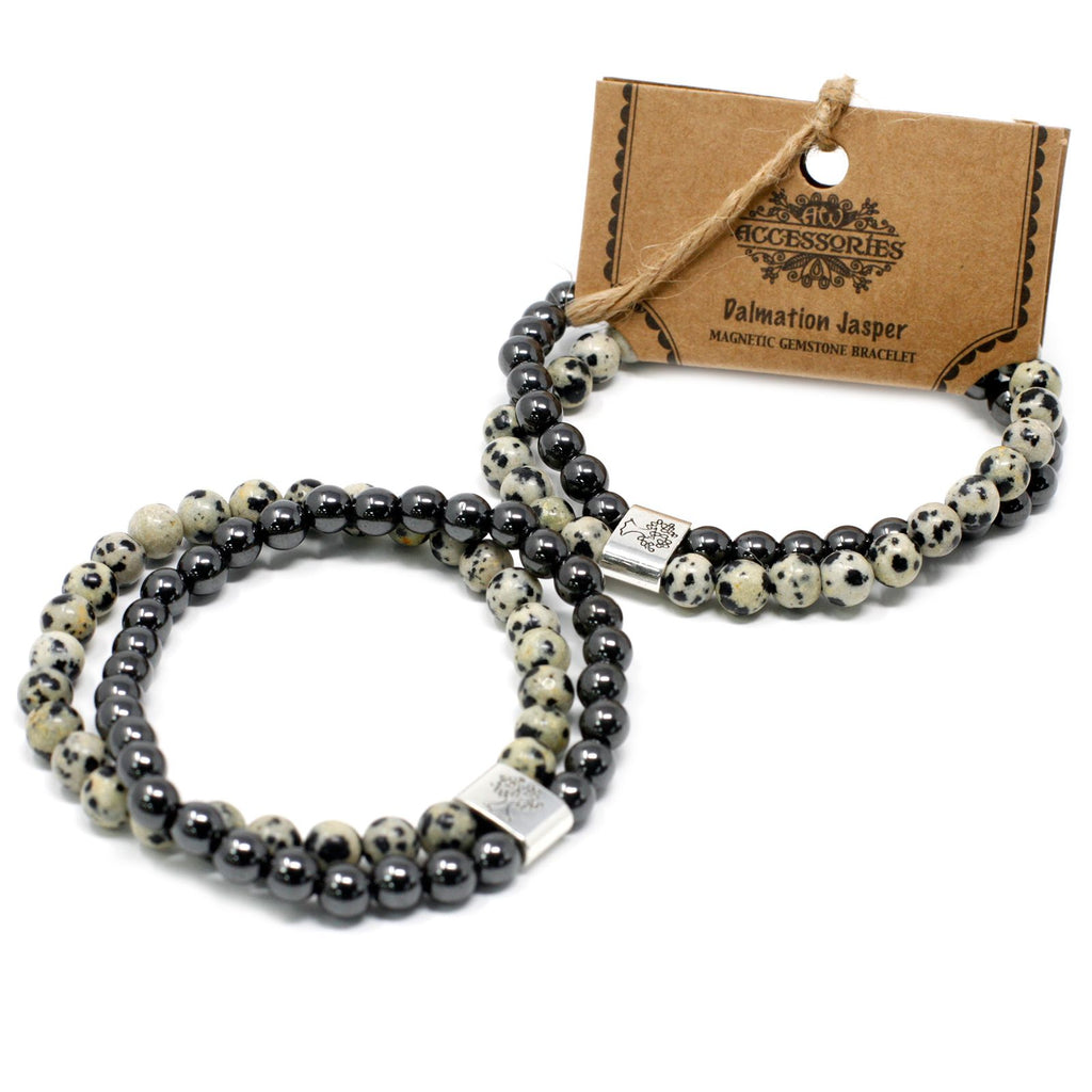 Bracelet Magnétique en Pierres Naturelles – Jaspe Dalmatien