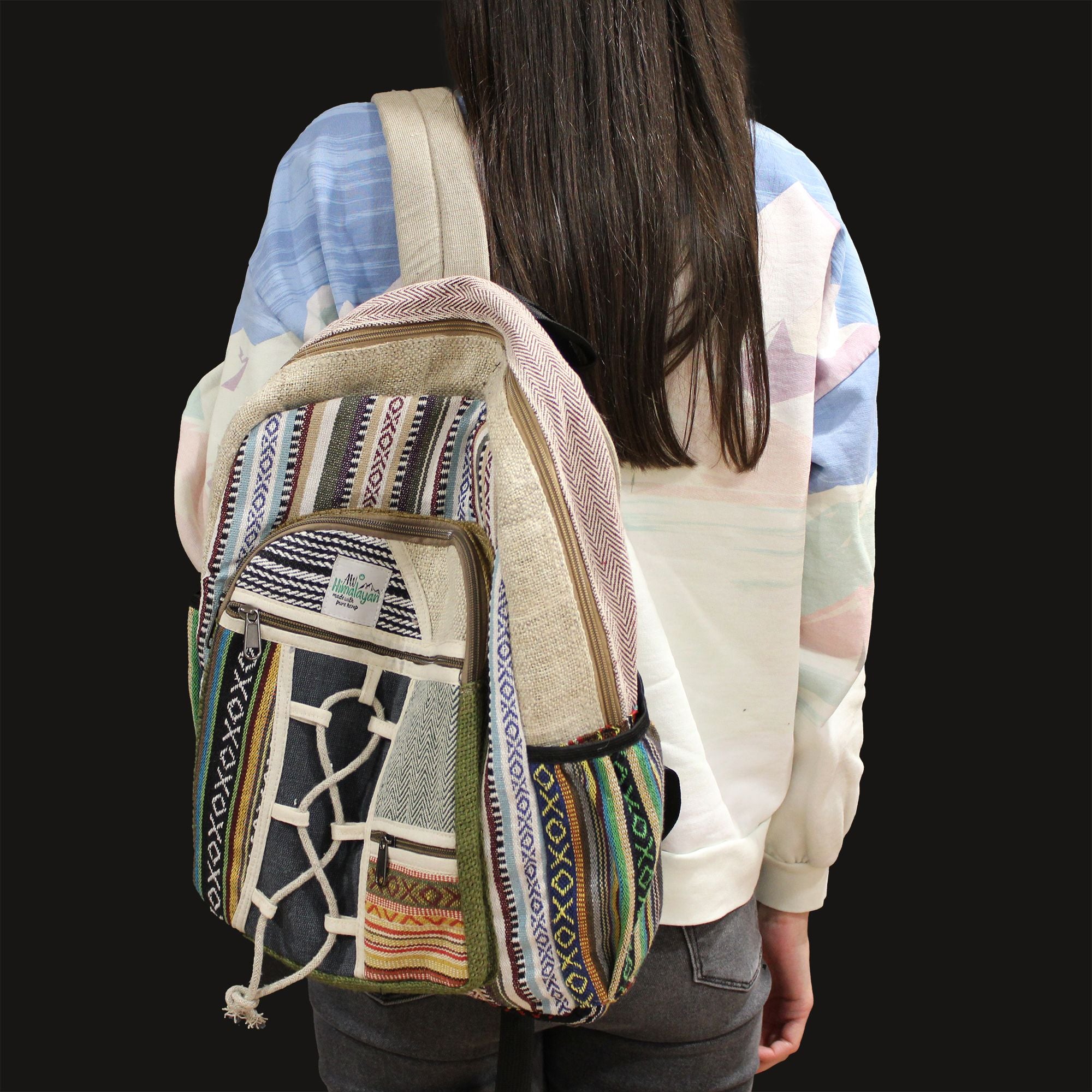 Grand Sac à Dos en Chanvre – Style Corde & Poches | Artisanal Népal