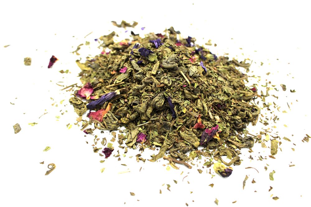 Sérénité Souk 50g – Thé Vert Menthe Marrakech Pétales | Infusion Purifiante Sachet Artisanal