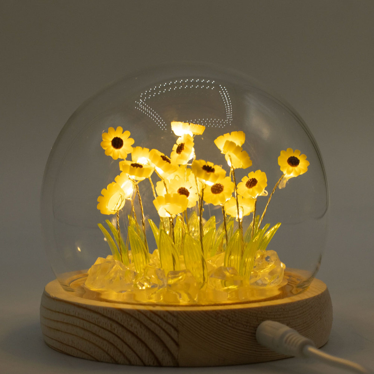 * Dôme floral lumineux – 20 tournesols, LED USB