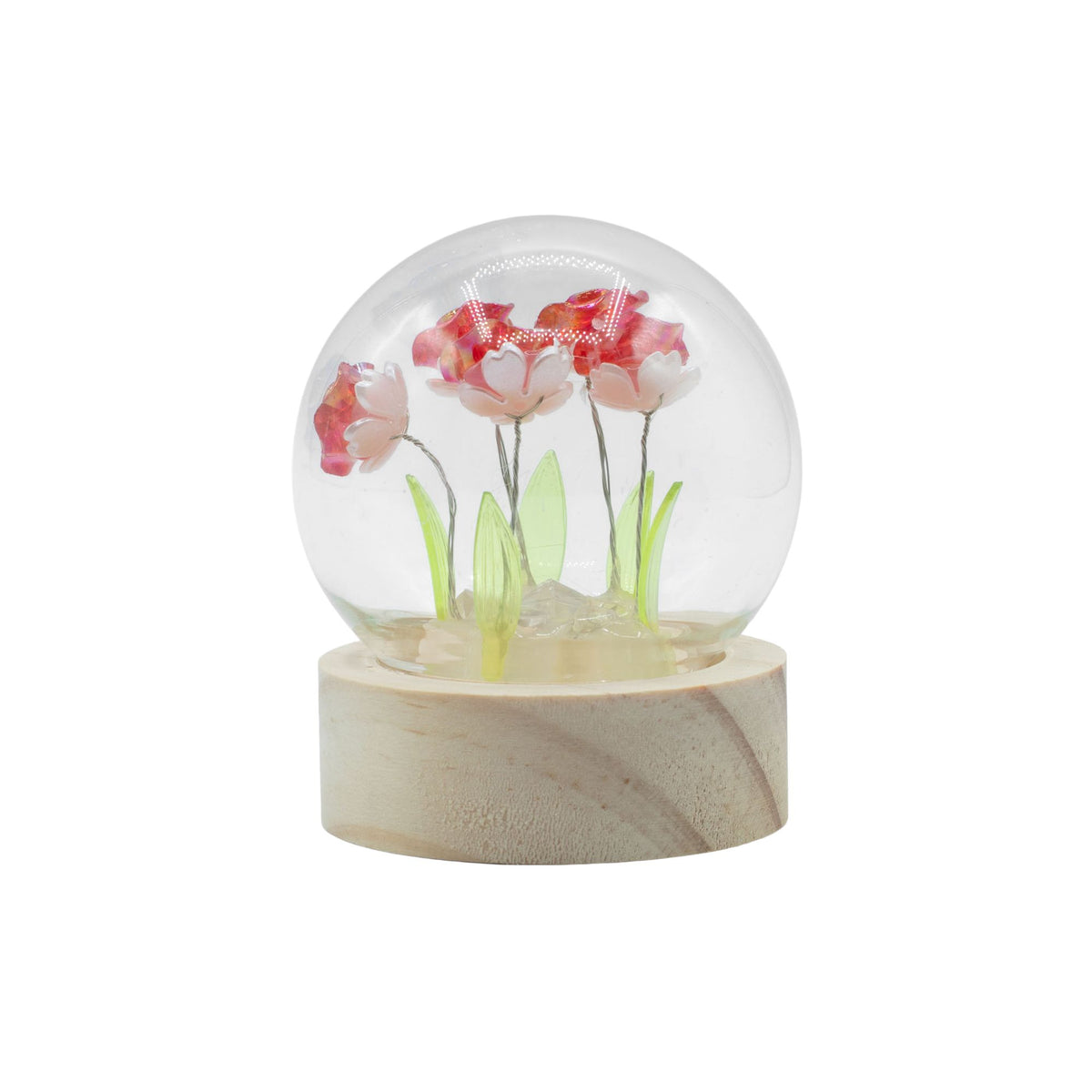 * Cloche lumineuse florale – 5 roses rouges LED à piles