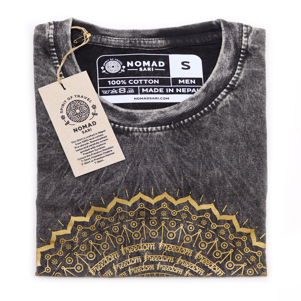 * T-Shirt en Coton Délavé Nomad Sari – Mandala – Gris Foncé – S