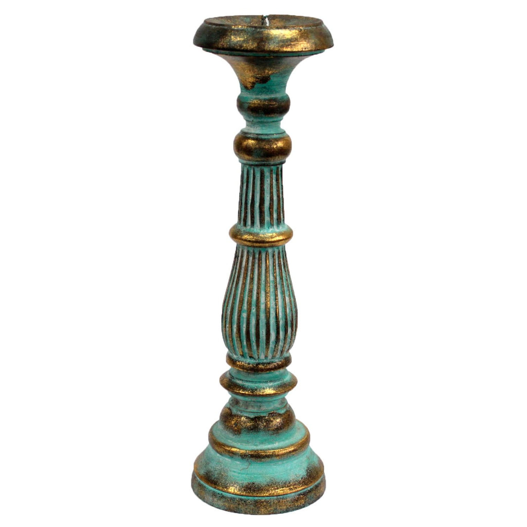 Grand bougeoir – Turquoise et doré