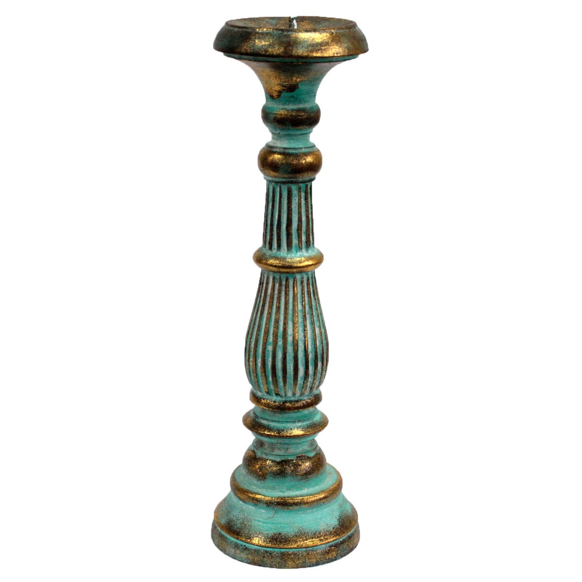 Grand bougeoir – Turquoise et doré