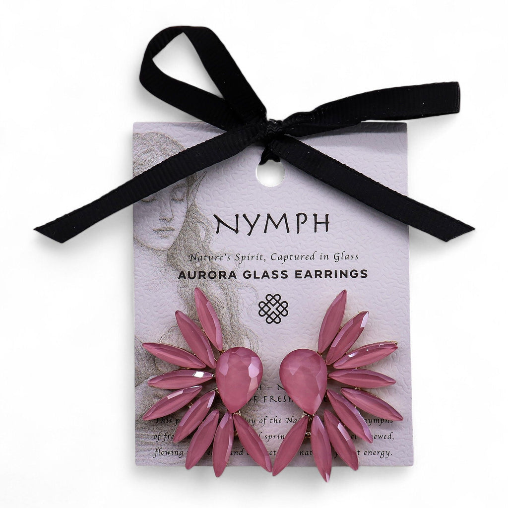 * Boucles d’oreilles ailes d’ange en verre vintage rose pâle