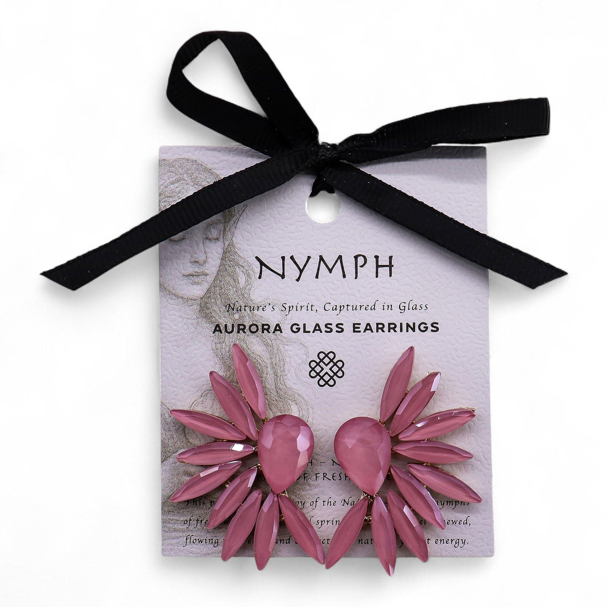 * Boucles d’oreilles ailes d’ange en verre vintage rose pâle
