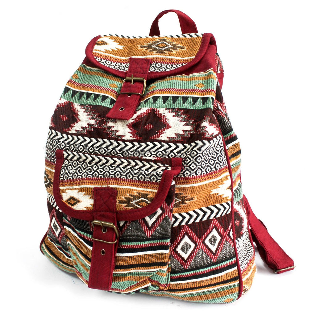 Sac à Dos Jacquard Ethnique – Coloris Chocolat | Style Népalais | Artisanal