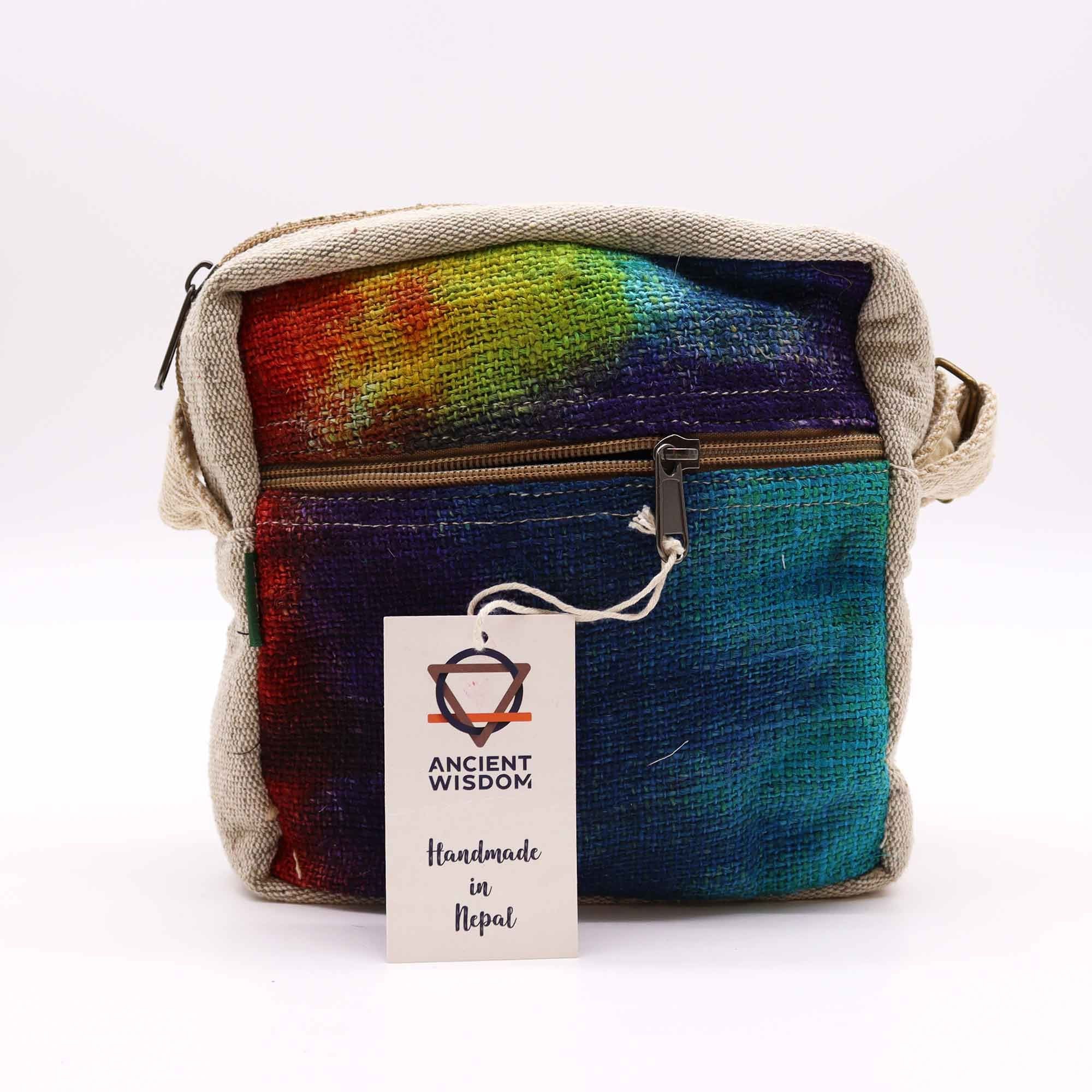 Sacoche Messenger Tie-Dye en Chanvre – 1 Zip | Teinture Artisanale | Fait Main Népal