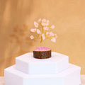 Mini Arbres en Pierres Précieuses sur Socle en Bois – Quartz Rose (15 pierres)