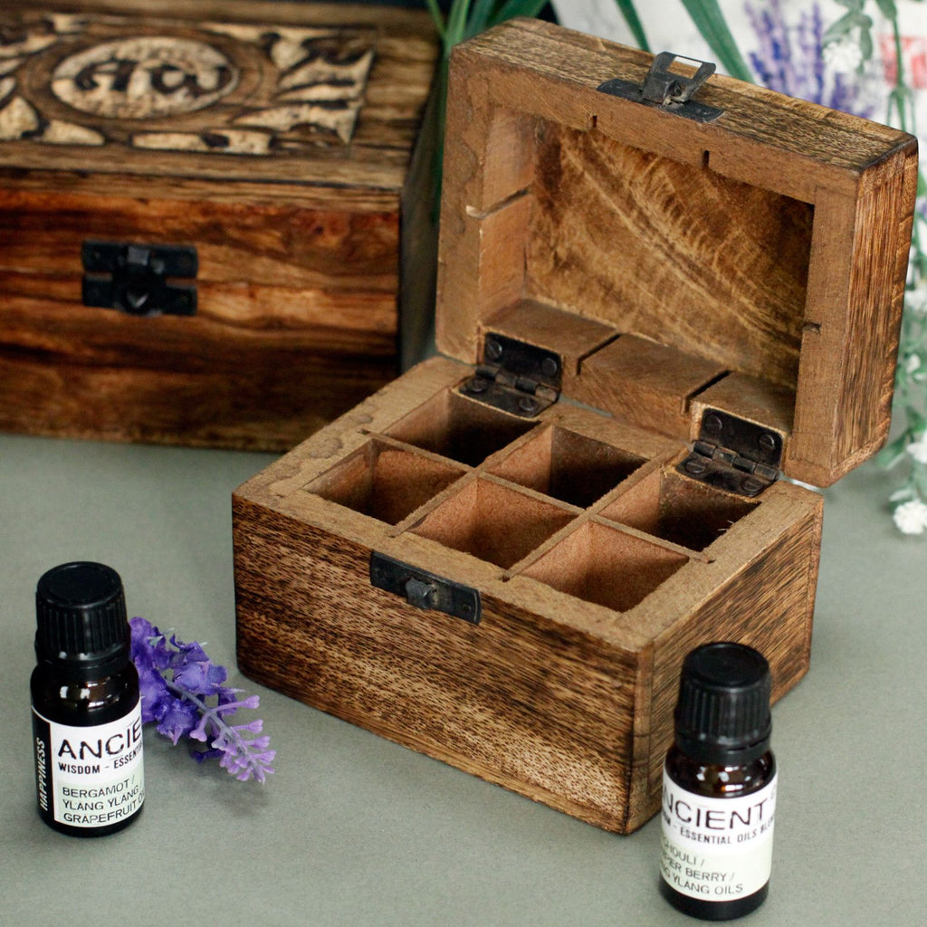 * Coffret d’aromathérapie en bois de manguier – AW – 24 flacons