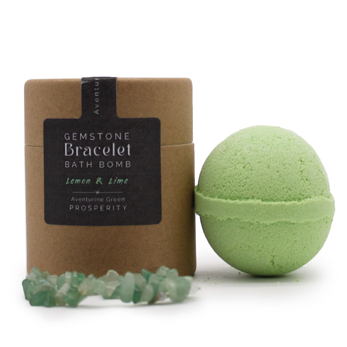 * Bombe de bain avec bracelet en aventurine verte – Citron, citron vert et sel marin