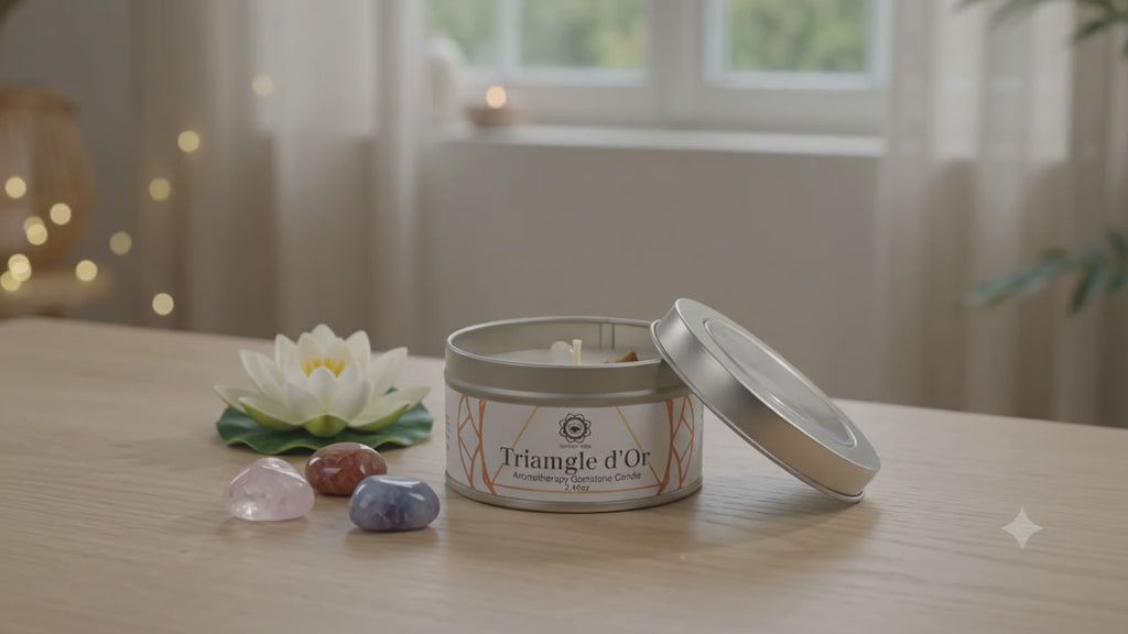 Bougie Green Tree Triangle d'Or | Lotus | Éveil Spirituel & Harmonie Corps-Âme-Esprit 70g