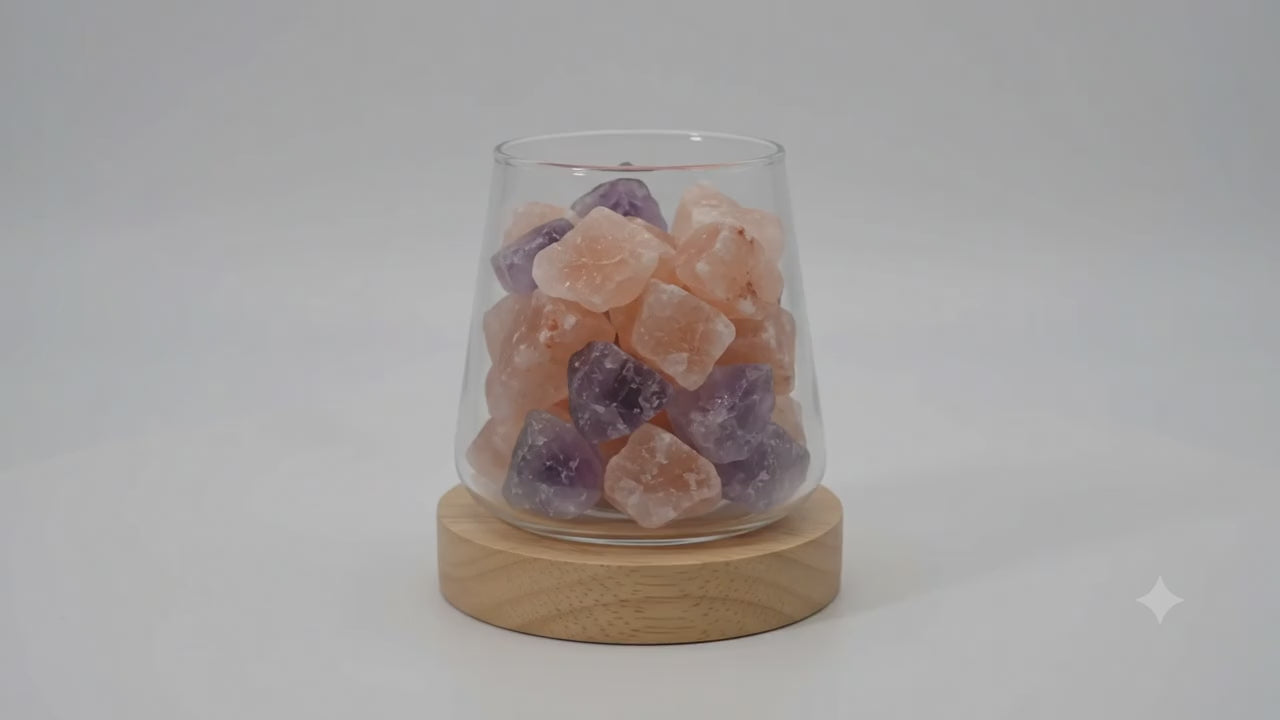 ✨ Lampe Diffuseur Sel Himalaya & Améthyste 10cm – Purification, Sérénité & Aromathérapie