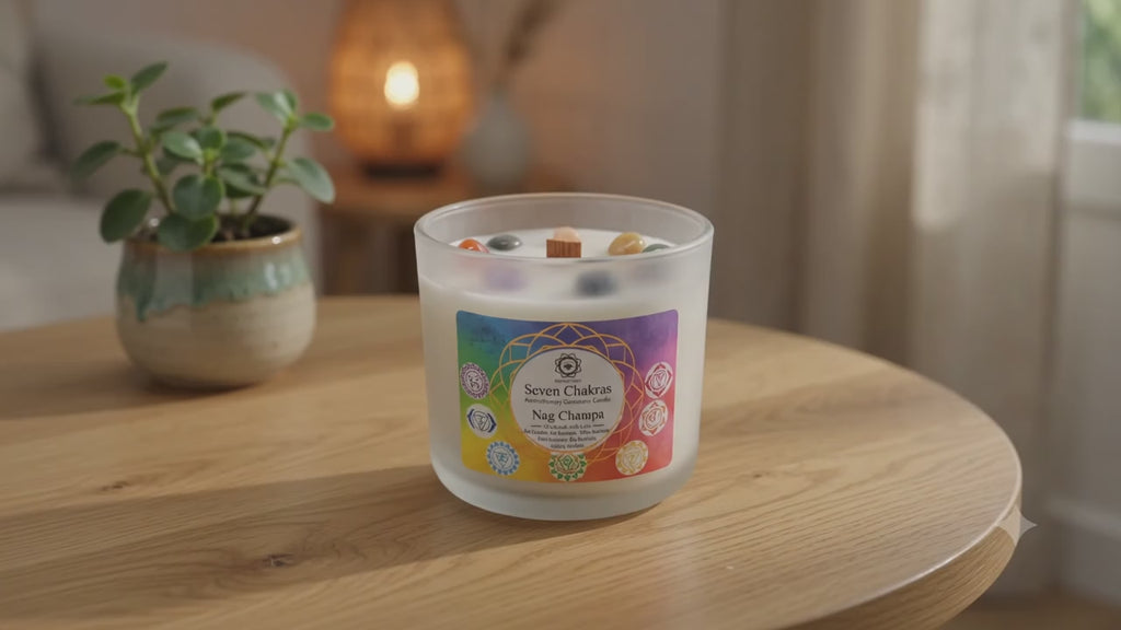 Bougie Green Tree 7 Chakras | Nag Champa Santal | Rééquilibrage Énergétique & Méditation 256g