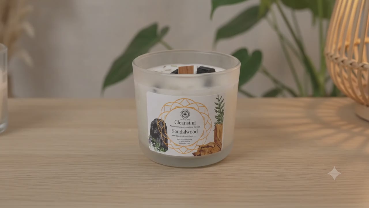 Bougie Green Tree Nettoyage | Tourmaline Noire & Santal | Protection & Purification Énergétique 256g