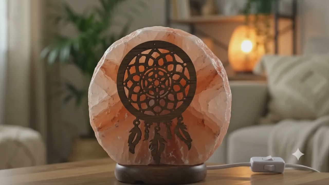 ✨ Lampe de Sel Attrape-Rêves 5 kg – Talisman Ancestral, Protection Sommeil & Énergie Himalaya
