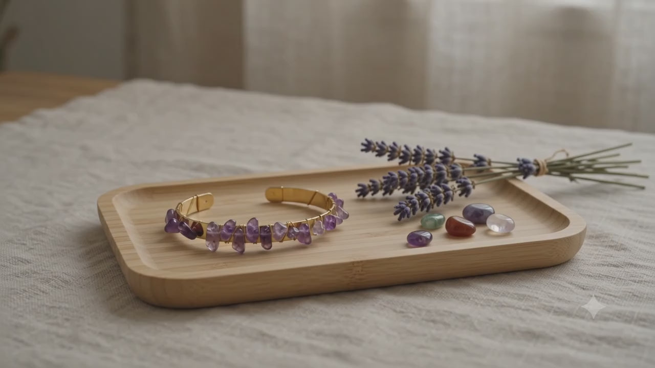 Bracelet Femme Jonc Maude – Acier Inoxydable & Améthyste Naturelle