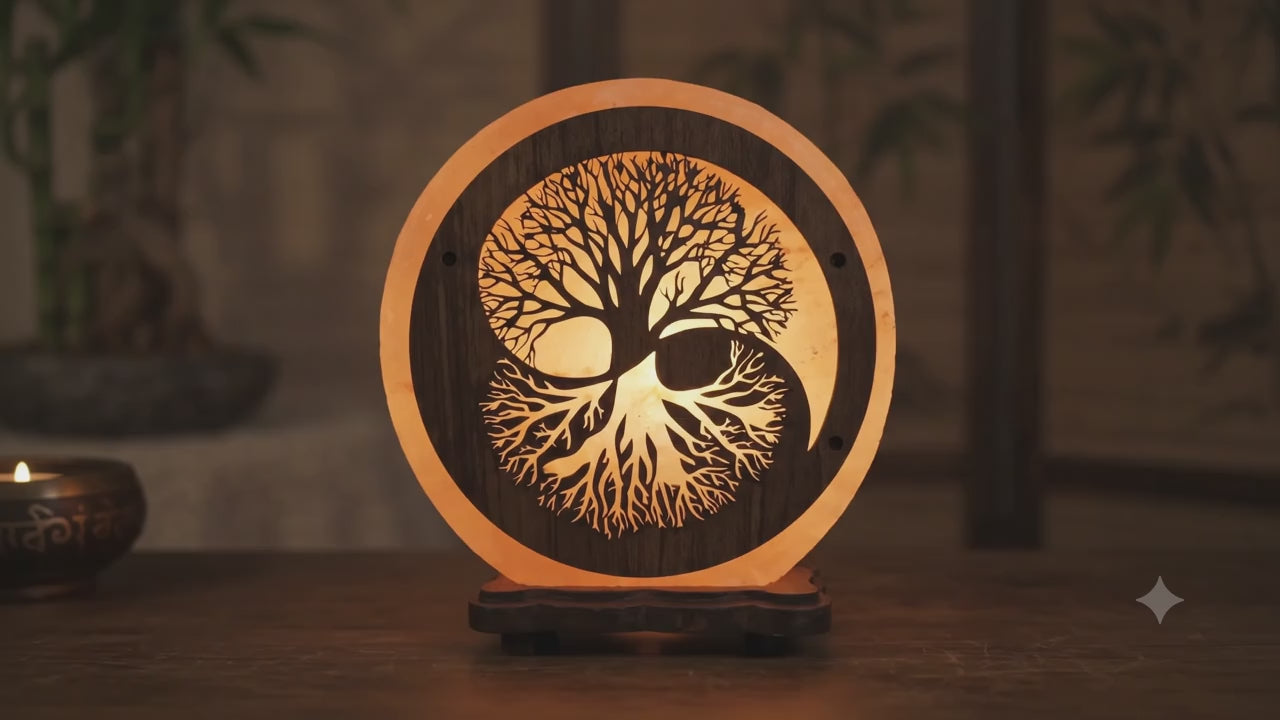 ✨ Lampe de Sel Arbre de Vie & Yin-Yang 5 kg – Himalaya | Équilibre Universel & Harmonie