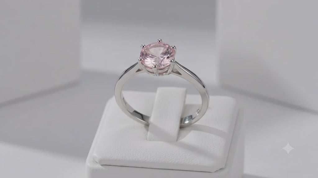 ✨ Bague Argent 925 Poinçon | 'Rond Sublime' – Quartz Rose Naturel – Taille Réglable