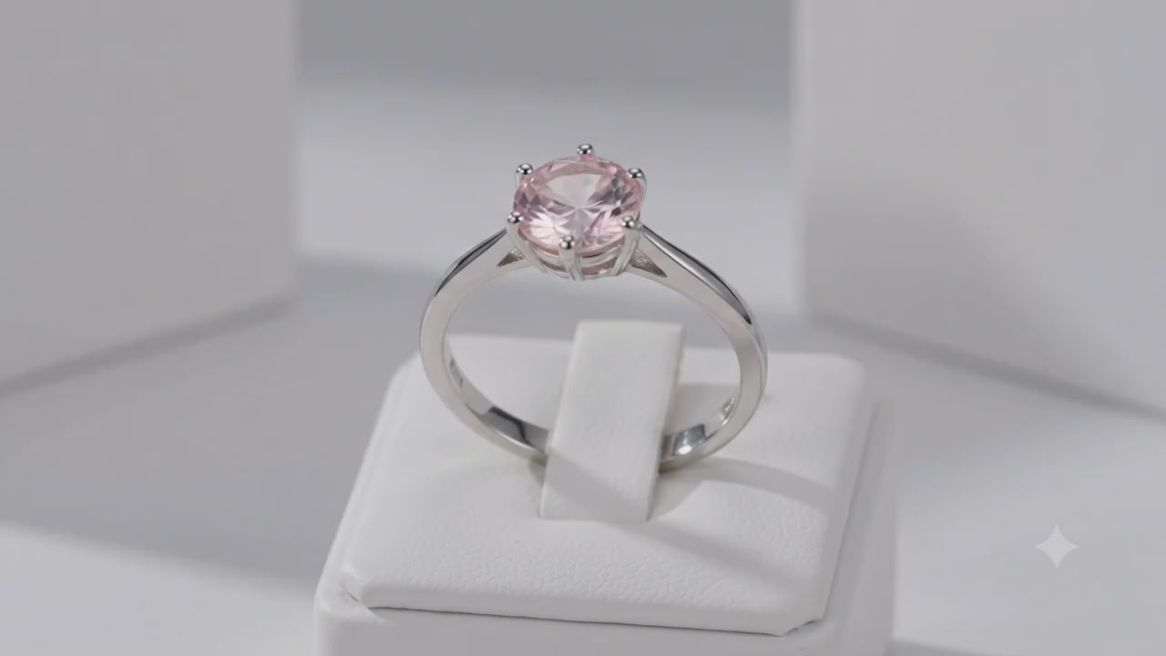 ✨ Bague Argent 925 Poinçon | 'Rond Sublime' – Quartz Rose Naturel – Taille Réglable