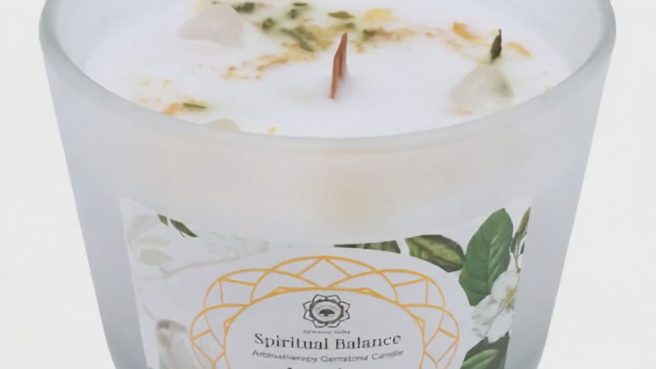 Bougie Green Tree Équilibre Spirituel | Cristal de Roche & Jasmin | Méditation & Bien-être 256g