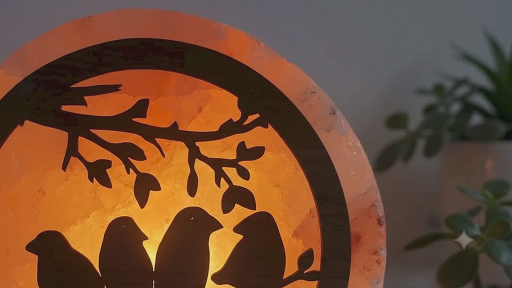 ✨ Lampe de Sel de l'Himalaya Oiseaux 5 kg | Lumière Ambre | Purification Air & Bien-être Naturel