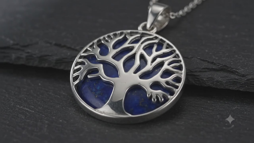 Pendentif Lapis-Lazuli Arbre de Vie – Pierre de Vérité & Prospérité Lithothérapie