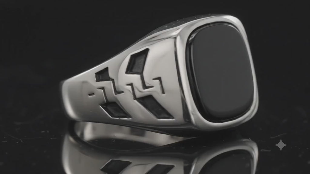 Bague Chevalière Acier Inoxydable 316 Noir et Argenté | 12 mm