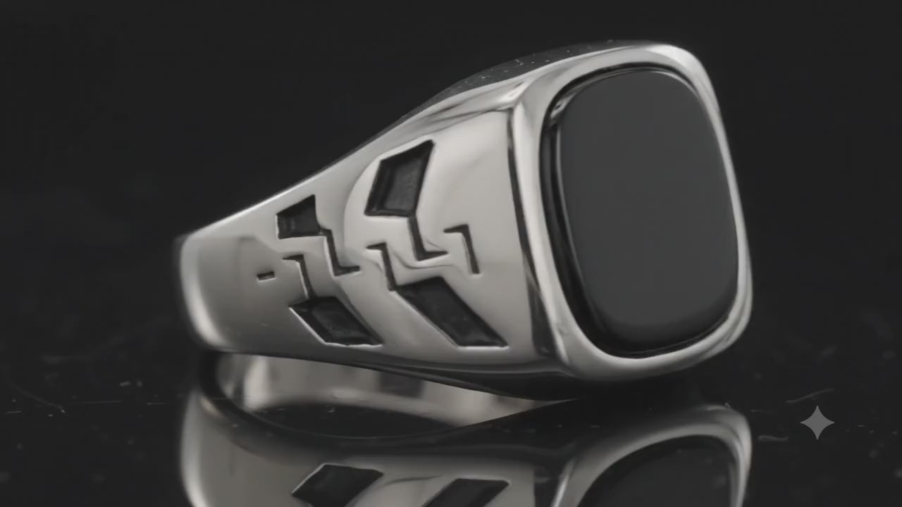 Bague Chevalière Acier Inoxydable 316 Noir et Argenté | 12 mm