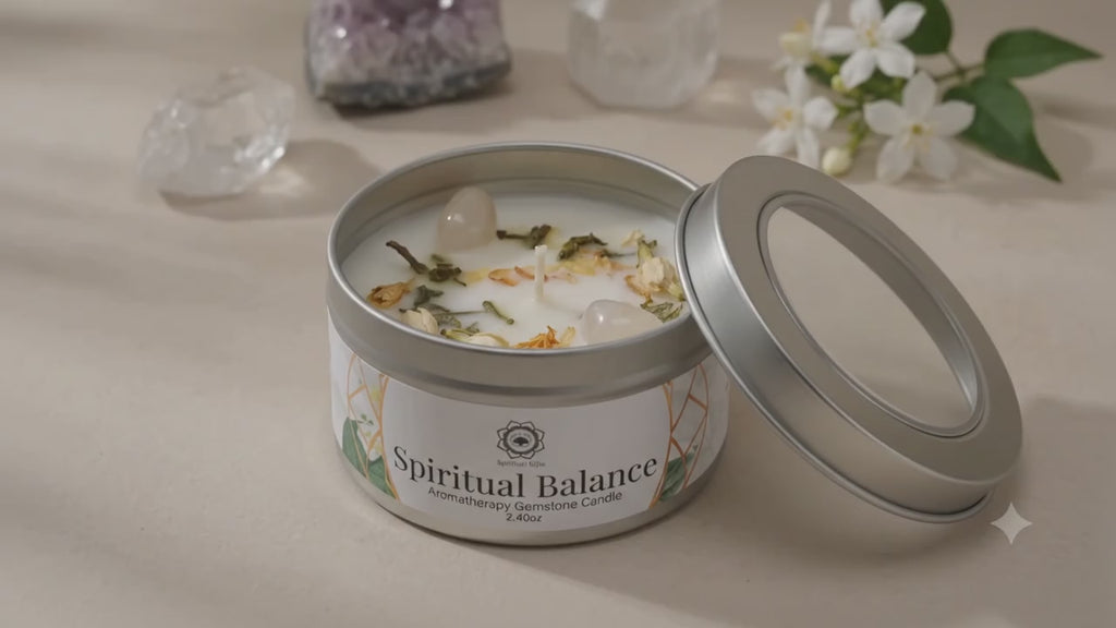Bougie Green Tree Équilibre Spirituel | Cristal de Roche & Jasmin | Méditation & Alignement Chakras 70g