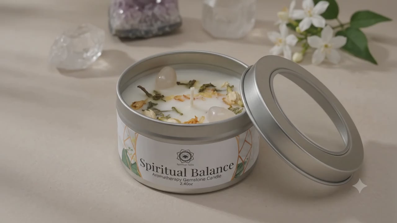 Bougie Green Tree Équilibre Spirituel | Cristal de Roche & Jasmin | Méditation & Alignement Chakras 70g