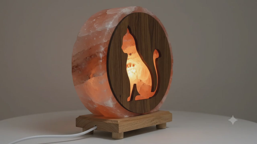 ✨ Lampe de Sel Chat 5 kg – Sculpture Féline Himalaya | Lumière Ambrée & Purification de l'Air