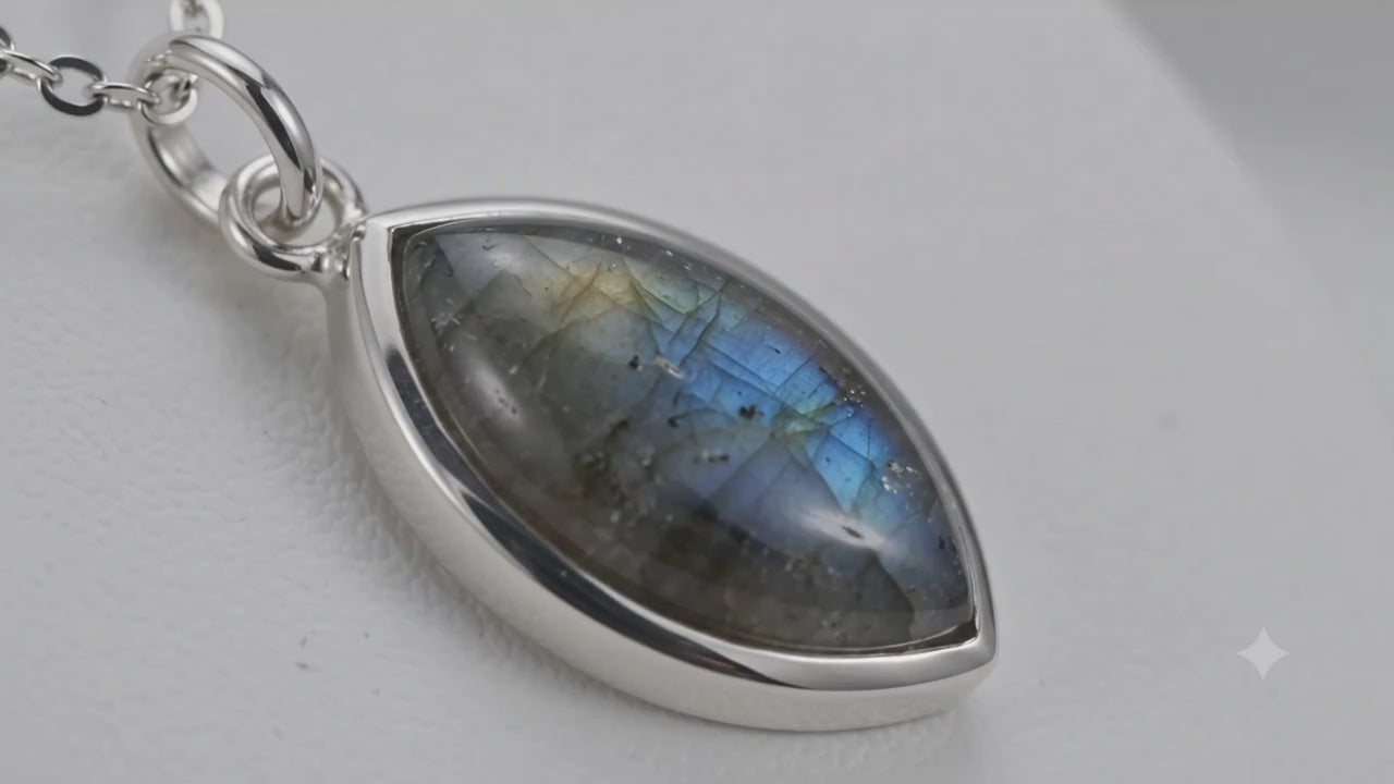 ✨ Collier Labradorite Larme | Argent 925 Poinçon Certifié | Pierre Naturelle Irisée