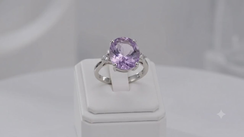 ✨ Bague Argent 925 Certifié Poinçon – Améthyste Ovale Impériale | Taille Réglable