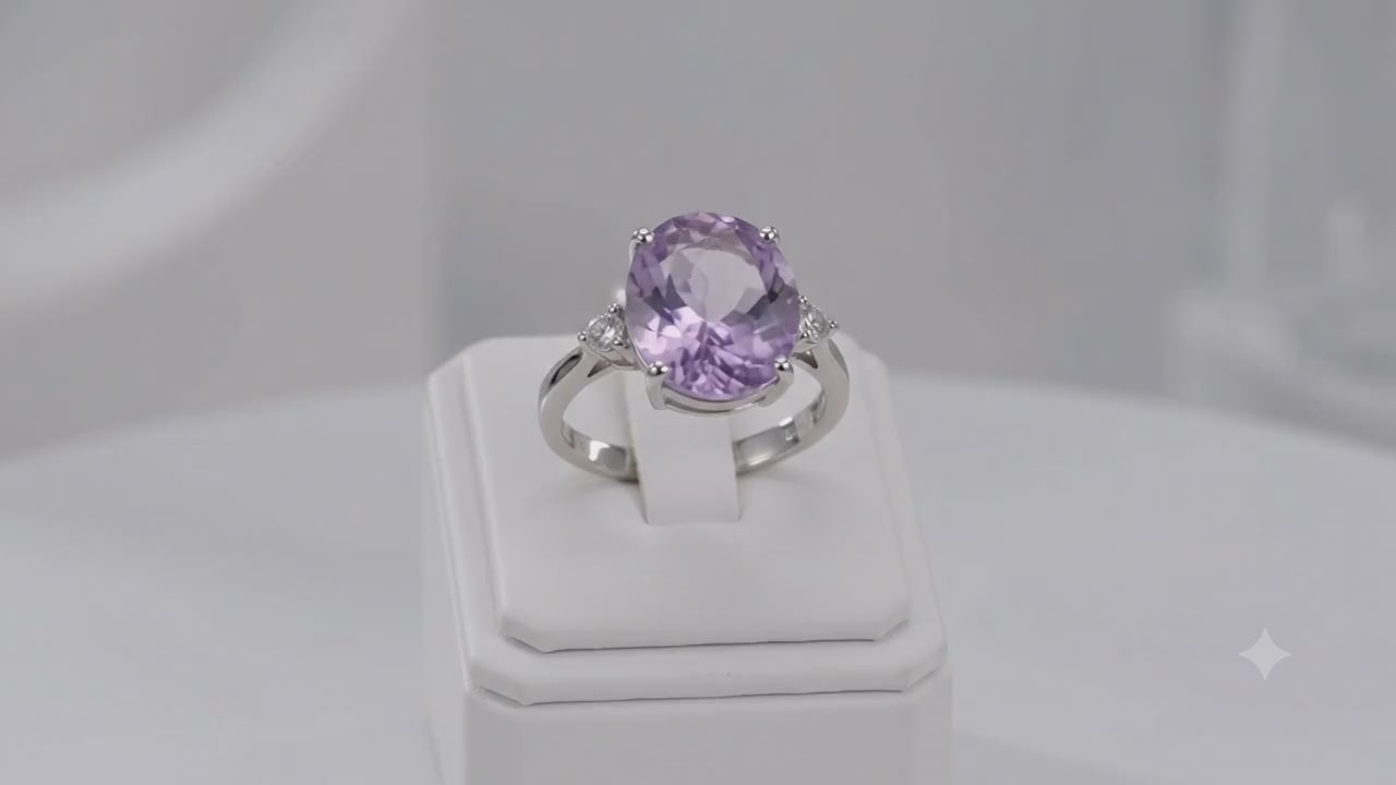 ✨ Bague Argent 925 Certifié Poinçon – Améthyste Ovale Impériale | Taille Réglable