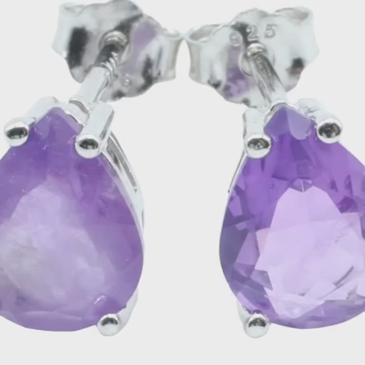 Boucles d'Oreilles Argent 925 Poinçon | Améthyste Naturelle Taille Larme – Sagesse, Intuition & Magie Violette